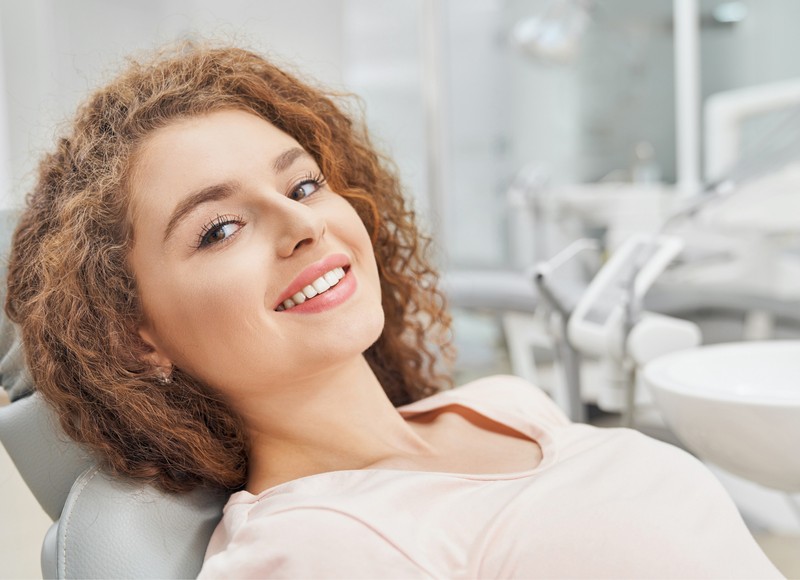 a woman smiling