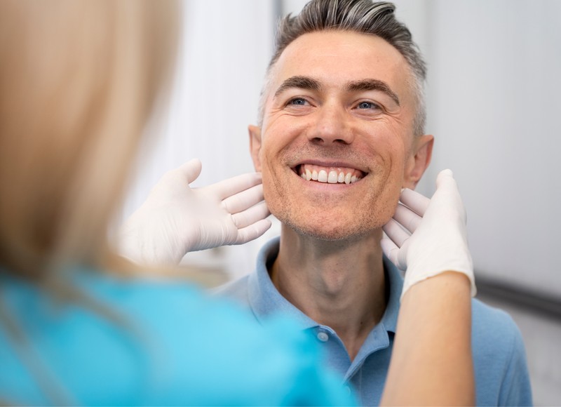 smiling man in a dental office